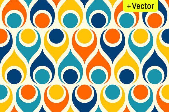 Download Retro Atomic Teardrops Colorful Pattern - Retro Collection