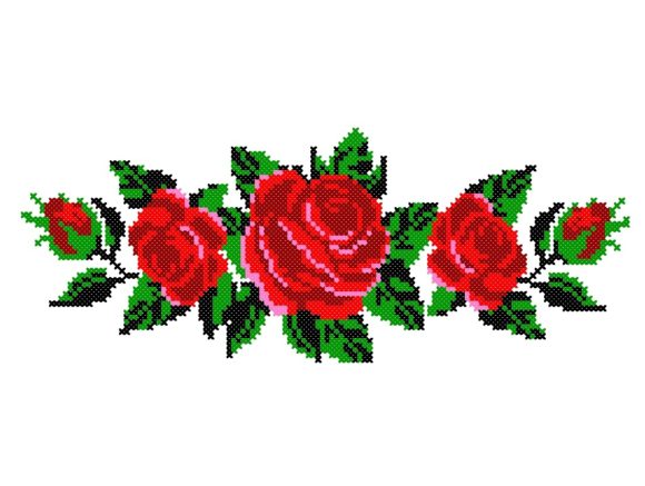 Download Big Cross Stitch Roses - Premium Resources