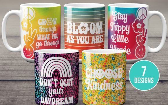 Download Retro Hippie Boho Mug Wrap SVGs - Retro Collection