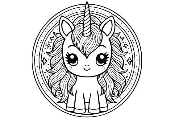 Download Cartoon Unicorn Cute Mandala Drawing - Mandala drawing Collection